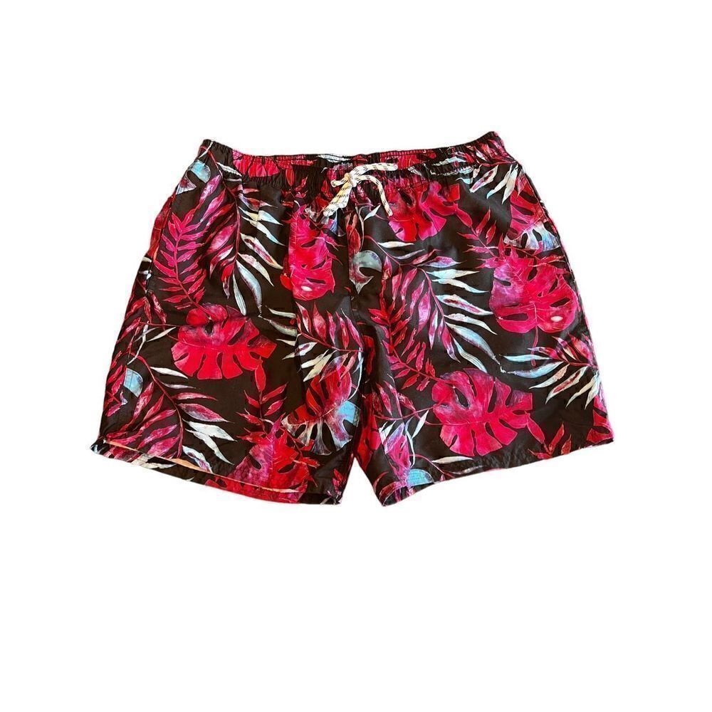 St. John's Bay Men's xl Tropical Print Lined Swim Trunks Shorts Side Pocket